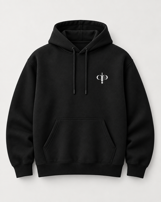 Sweat à capuche noir AU PADEL avec monogramme blanc